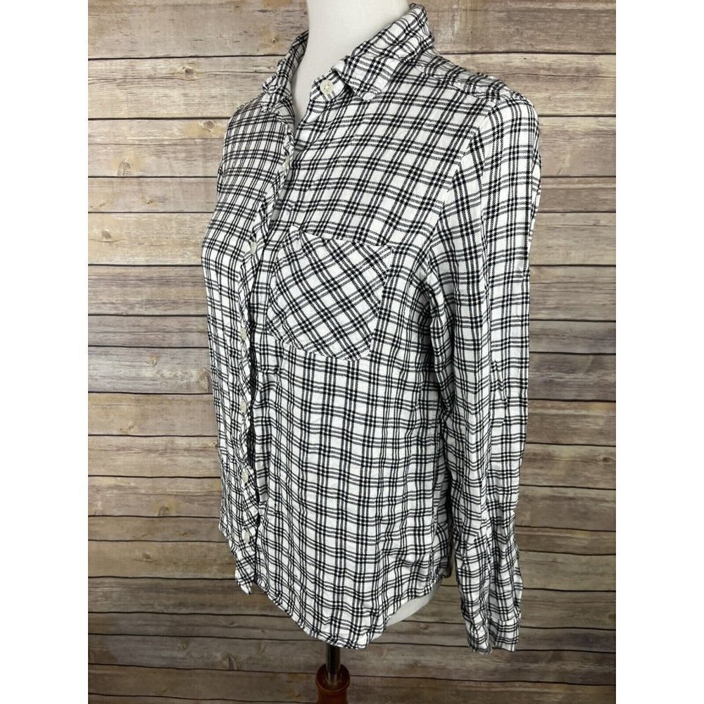 Universal Thread Medium Plaid Button Up Blouse Bl… - image 3